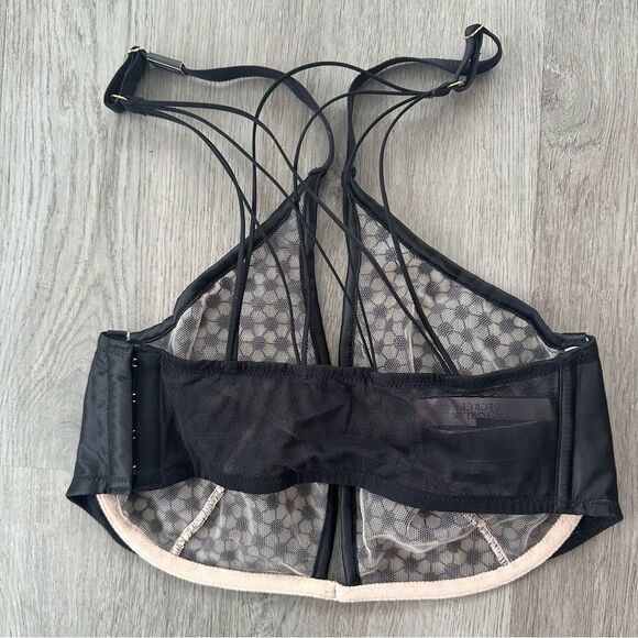 NWT Victoria’s Secret Luxe Starburst Unlined Underwire Bra Black Sheer 34DD - Picture 3 of 6
